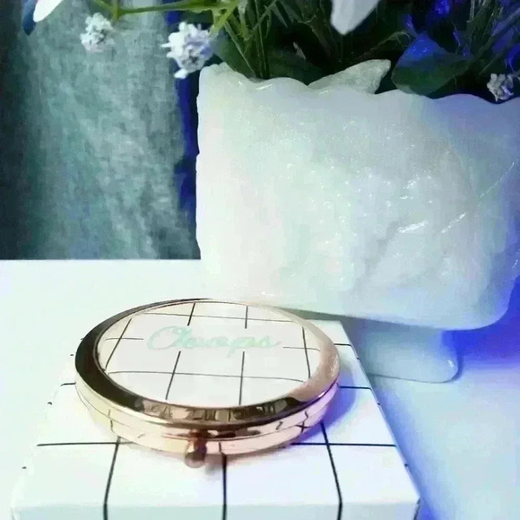 Yes Studio YS White with Rose Gold Tone Pocket Mirror - Picture 4 of 13